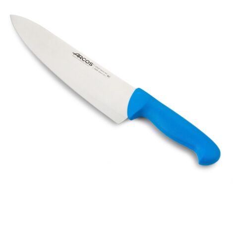 Couteau de chef Arcos Couleur - Prof 290823 en acier inoxydable Nitrum et mango polypropylène bleu ergonomique avec lame de 25 cm, vitrine.