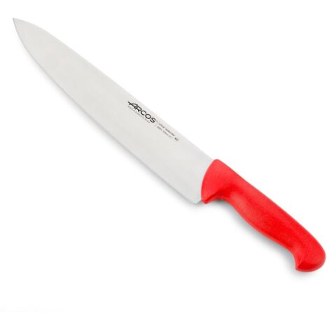 Couteau de chef Arcos Couleur - Prof 292322 acier inoxydable Nitrum et mango lame ergonomique en polypropylène rouge et lame de 30 cm, vitrine.