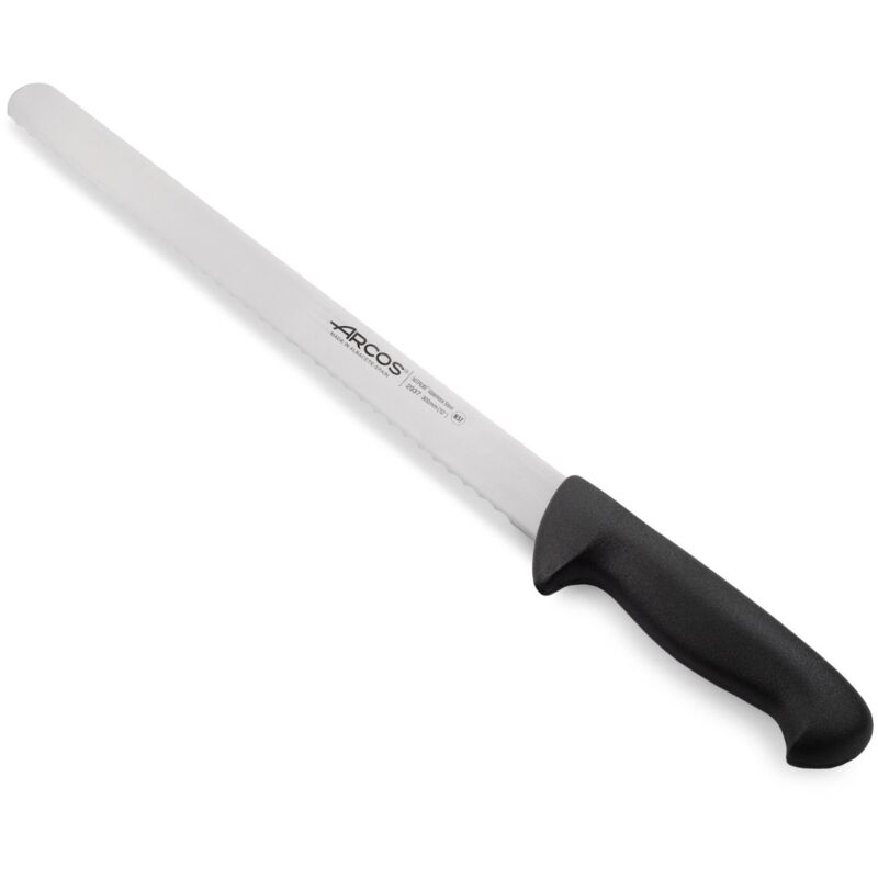 Couteau de chef pâtissier Arcos Couleur - Prof 293725 en acier inoxydable Nitrum et mango polypropylène noir ergonomique avec lame de 30 cm, vitrine.