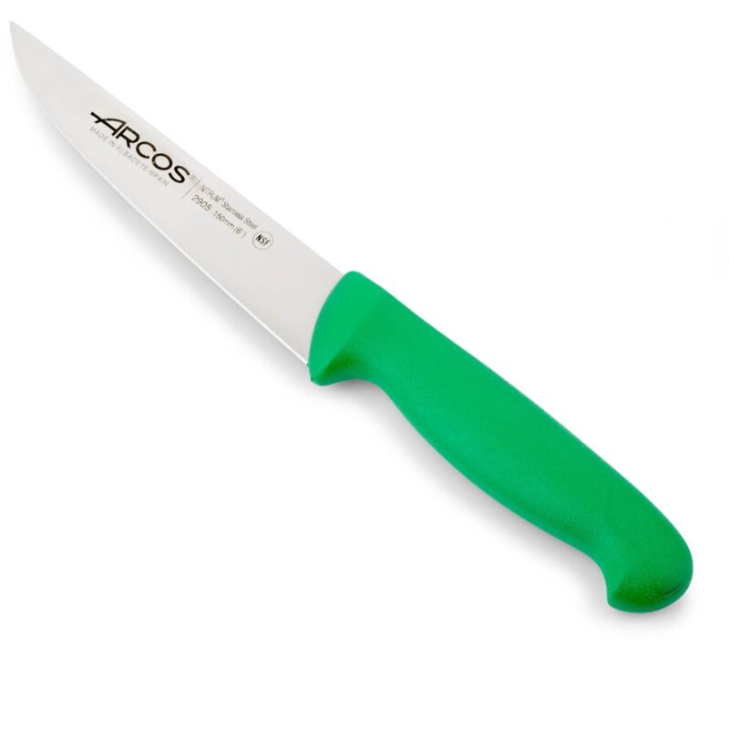 Couteau de cuisine Arcos Couleur - Prof 290521 en acier inoxydable Nitrum et mango polypropylène vert ergonomique avec lame de 13 cm, vitrine.