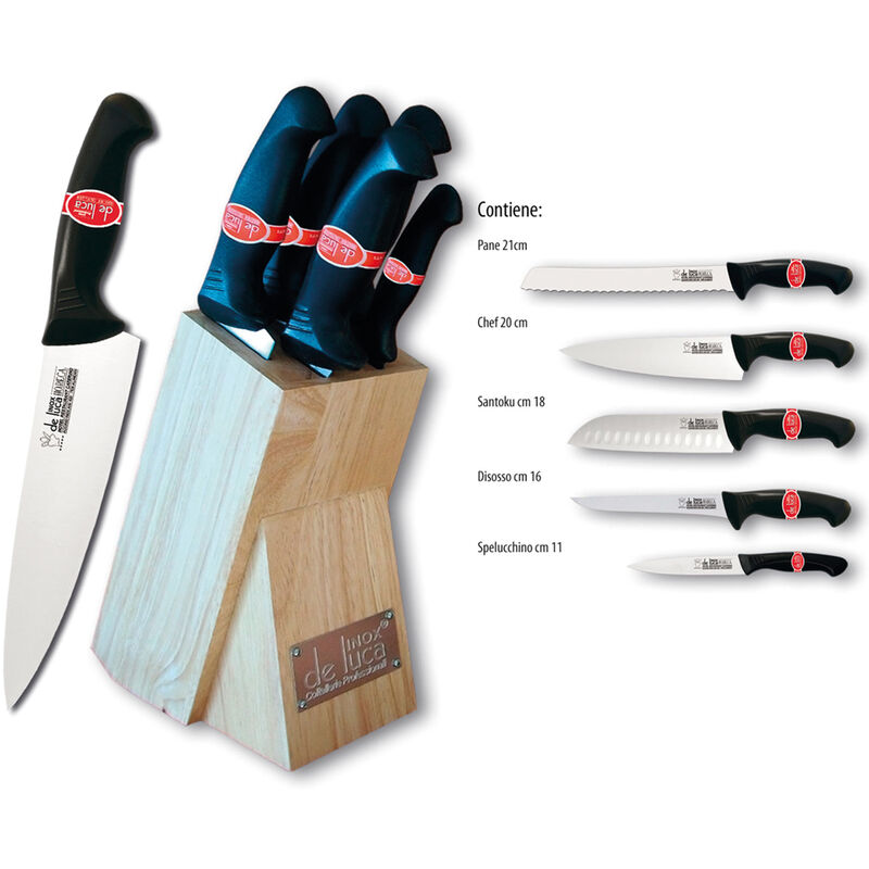 Couteau De Cuisine Ligne Horeca En Bloc Massif 5 Pièces De Luca