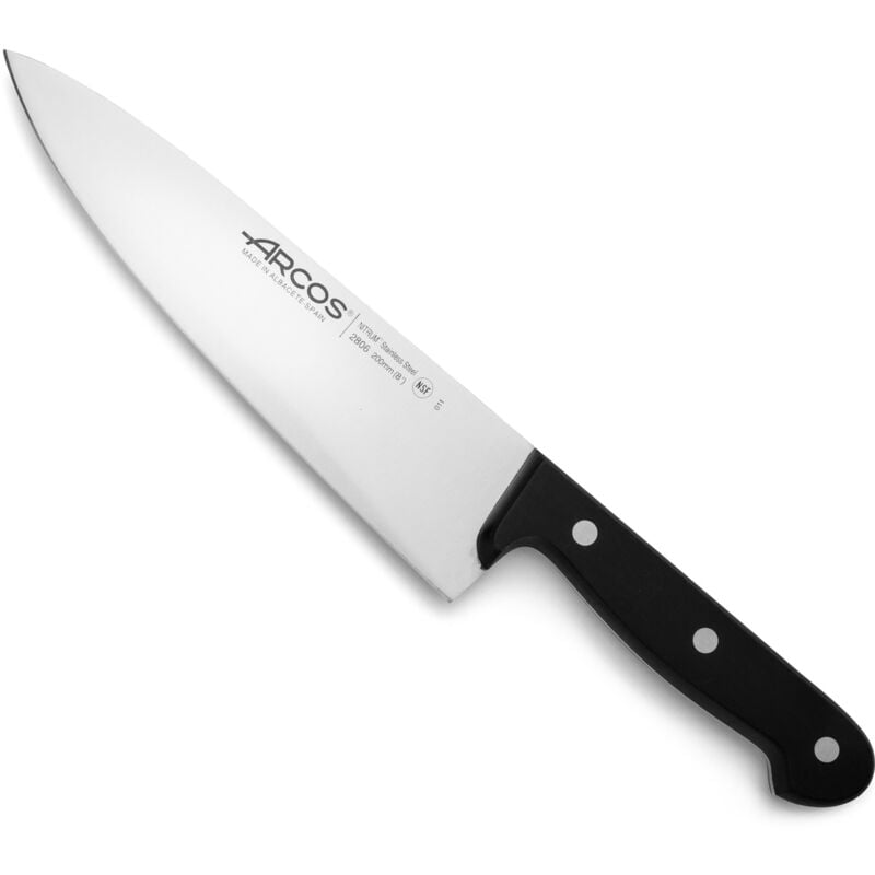 Arcos - Couteau de chef Universal 280604 en acier au nitrum, avec Mango en polyoxyméthylène et lame de 20 cm dans une boîte.
