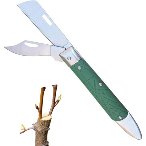 LAFOMUKEA Couteau de Greffage Pliant,Couteau Pliable Greffe D'élagage,Couteau Greffe Lame Double,Couteau à Greffer Pliable,Couteau de Jardinage de Greffage,pour Arbre Fruitier de Jardin Horticultural Knife