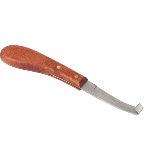 Couteau de Parage pour Sabots, Modèle 45 Steel+Wood, Outil de Parage à Double Tranchant pour Chevaux, Chèvres et Moutons, Taille 22.5cm, Poignée en Bois Ergonomique, 1 Pièce