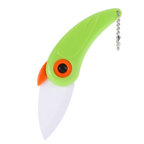 Couteau de Poche Céramique Pliant Mini pour Fruits et Légumes - Outil de Découpe Vert pour Cuisine