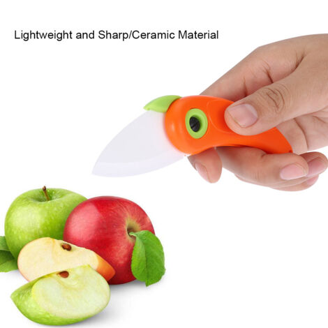 Couteau de Poche Céramique Pliant Mini pour Fruits et Légumes (Rouge) - Outil de Découpe pour Cuisine