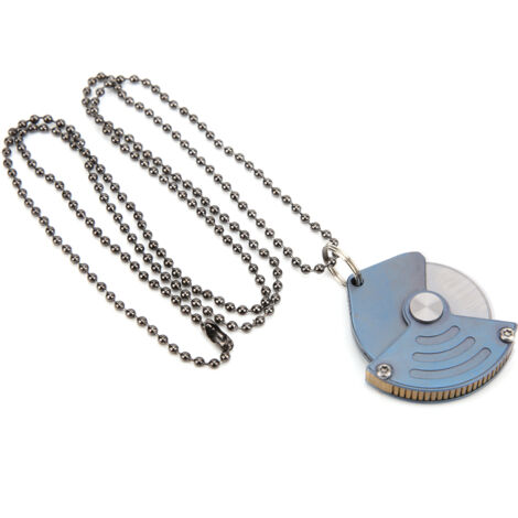 Couteau de Poche Pliable Miniature en Titane avec Collier en Forme de Pièce Bleu, Manche en Acier Inoxydable