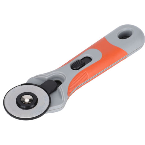 Couteau de précision rotatif orange et gris pour patchwork, scrapbooking et découpe de tissu