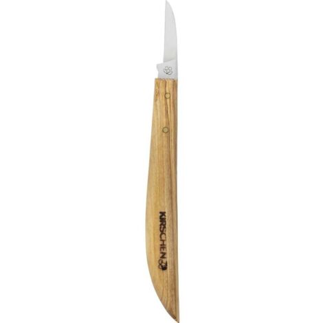 Couteau à tailler dos rond 22,3 cm – Lame droite pour sculpture précise – Manche en hêtre blanc – Outil professionnel léger 34g – Kirsche