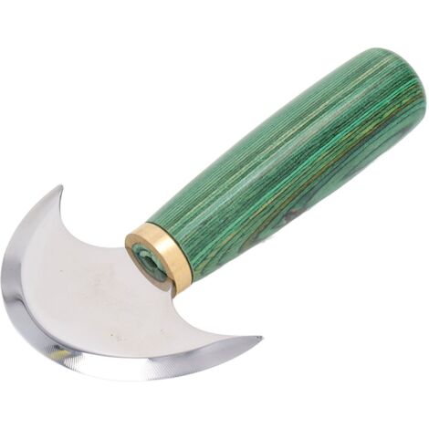 Couteau de Sculpture en Cuir Vert, Lame Double Face Affûtée, Manche Poli pour Travail Manuel et DIY
