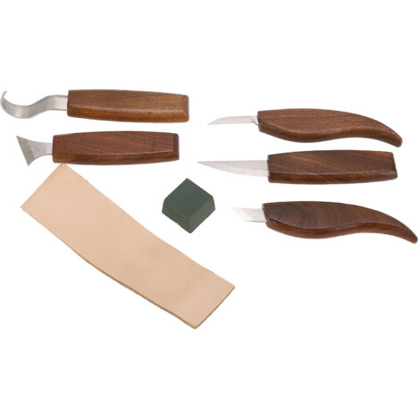 Couteau de Sculpture sur Bois avec Manche en Noyer, Outil de Taille Ergonomique et Anti-Dérapant pour Artisanat du Bois