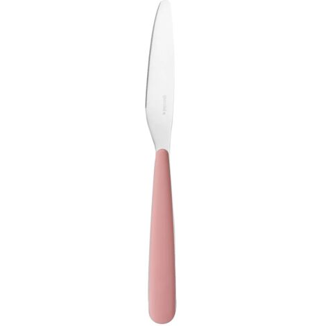 Couteau de table en acier inoxydable rose poudré.