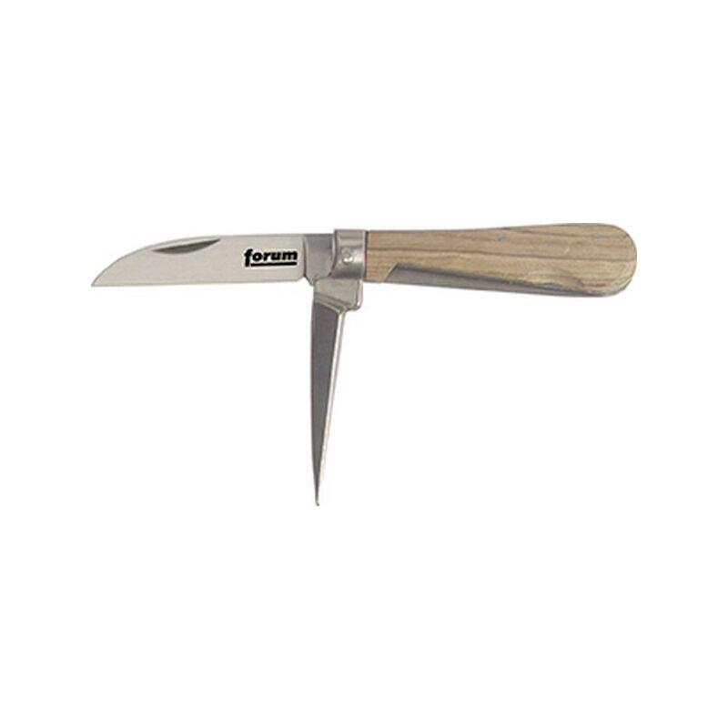 Forum - Couteau d'électricien, Modèle : 2 pièces, Matériau de la lame Acier carbone, Lame Lisse, Matériau de la poignée : Bois, Long. totale : 163 mm