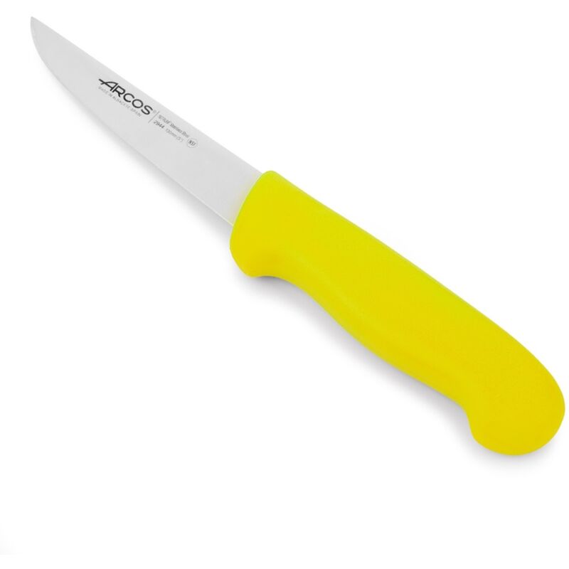 Couteau à désosser Arcos Couleur - Prof 294400 en acier inoxydable Nitrum et mango polypropylène jaune ergonomique avec lame de 13 cm, vitrine.