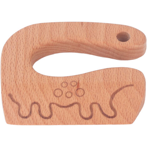Couteau en Bois pour Enfants - Découpe Légumes Fruits Pain - Jeu de Cuisine Dinosaure