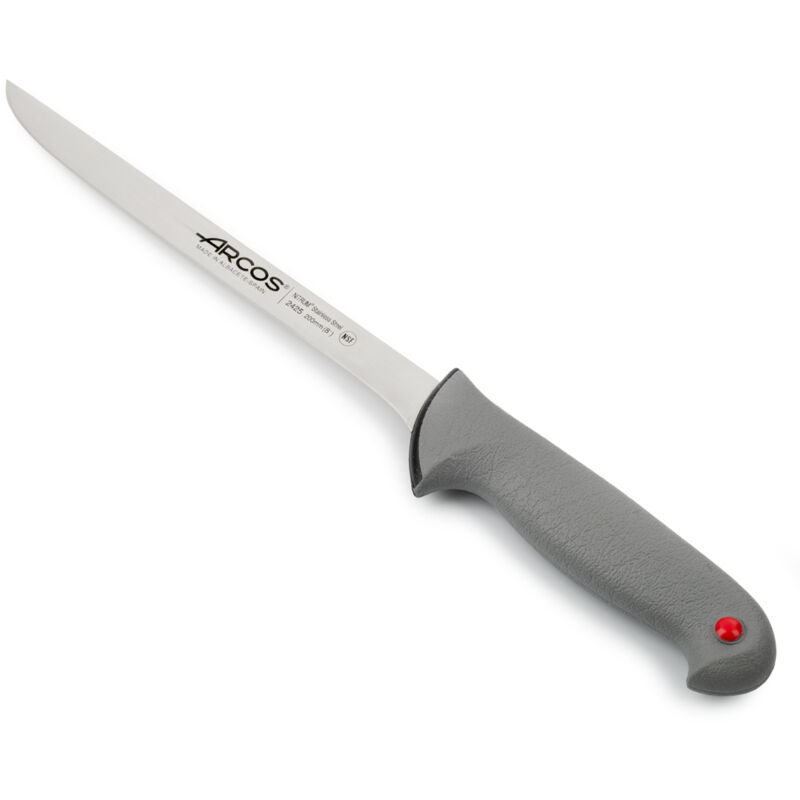 Couteau à filet Arcos Couleur - Prof 242500 en acier inoxydable Nitrum et mango polypropylène ergonomique et lame de 20 cm, vitrine.