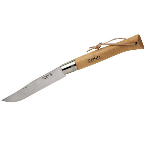 Couteau géant inox 22 cm – Lame Yatagan pour coupe nette – Manche en hêtre résistant – Idéal pour barbecues et déjeuners champêtres – Opinel