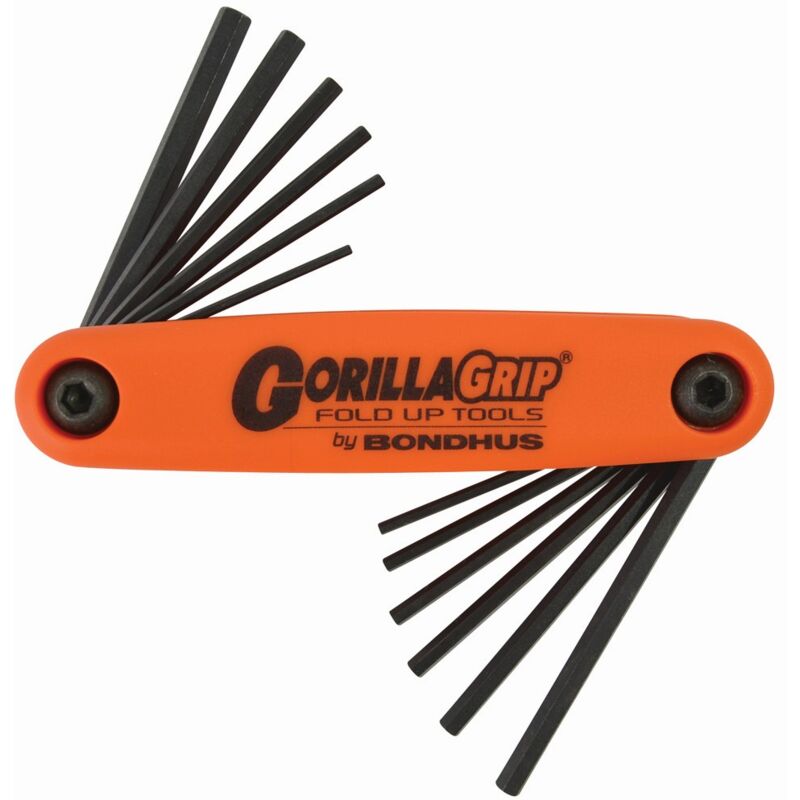 Couteau GorillaGrip® avec 12 clés Allen en métrique/pouce 5/64-5/32' et 1,5-5 mm Bondhus 12550