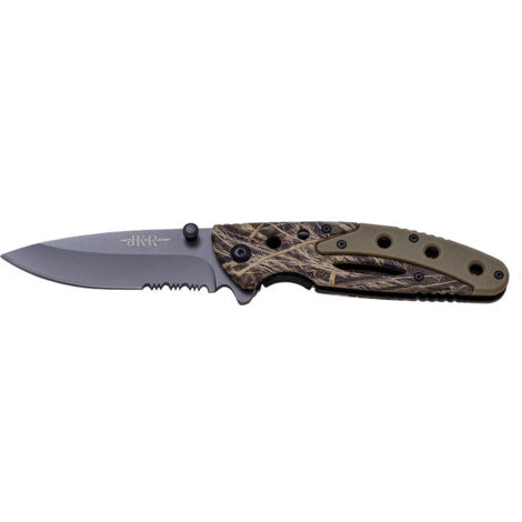Couteau JKR, lame noire dentelée en acier inoxydable de 8,5 cm, mango aluminium, JKR670