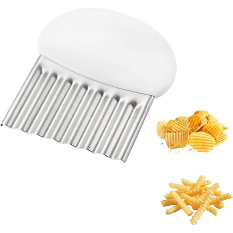 couteau Lame(blanc) Ondule, Cutter De Pommes De Terre, Couteau De Tranches De Patate, Acier Inoxydable, Pour Coupe Pommes Deterre, Lgume, Carotte,