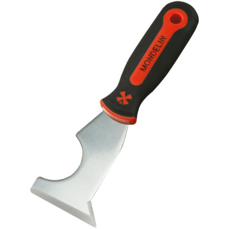 Couteau multi-usages – Manche bimatière ergonomique – Lame inox épaisse – Pour décaper, racler et élargir les fissures – Outil de préparation des surfaces