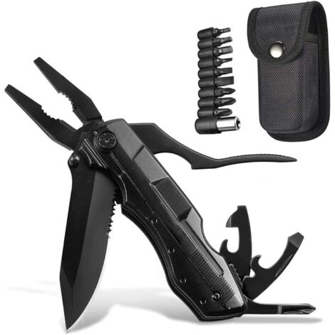 Couteau multifonction pliant type pince, modèle noir oxydé XM-A01