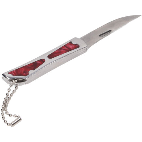 Couteau Pliant de Poche Mini avec Lame en Acier Inoxydable et Porte-Clés pour Découverture de Cartons Rouge