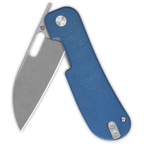 Couteau pliant QSP Variant PE QS154-C Stonewashed 14C28N Micarta bleu par Jacob Lundquist