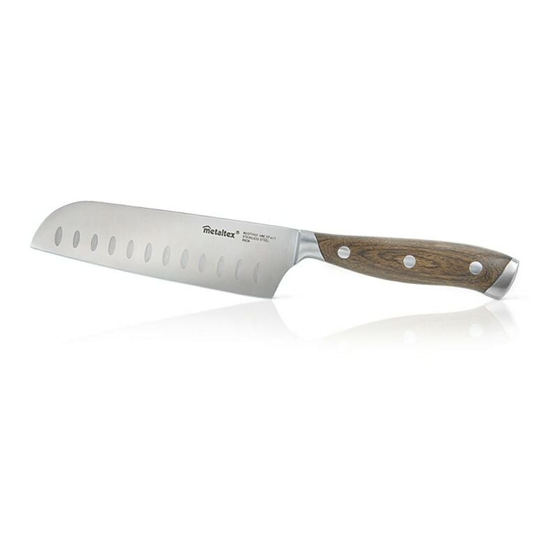 Couteau Santoku heritage de Metaltex avec manche en bois et lame entière de 12,5 cm