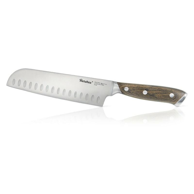 Metaltex - Couteau Santoku heritage de avec manche en bois et lame intégrale de 18 cm