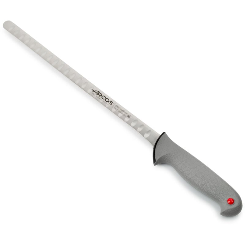 Arcos - Couteau à saumon Couleur - Prof 242700 en acier inoxydable Nitrum et mango polypropylène ergonomique et lame de 30 cm, vitrine.