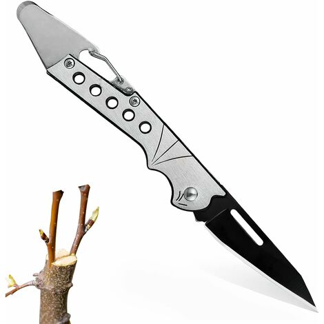 Couteau Serpette Pliant-Couteau de Greffage Professionnel-Couteau de Jardin Pliable-Couteau de Jardinage de Greffage-Couteau de Poche NPTERBL