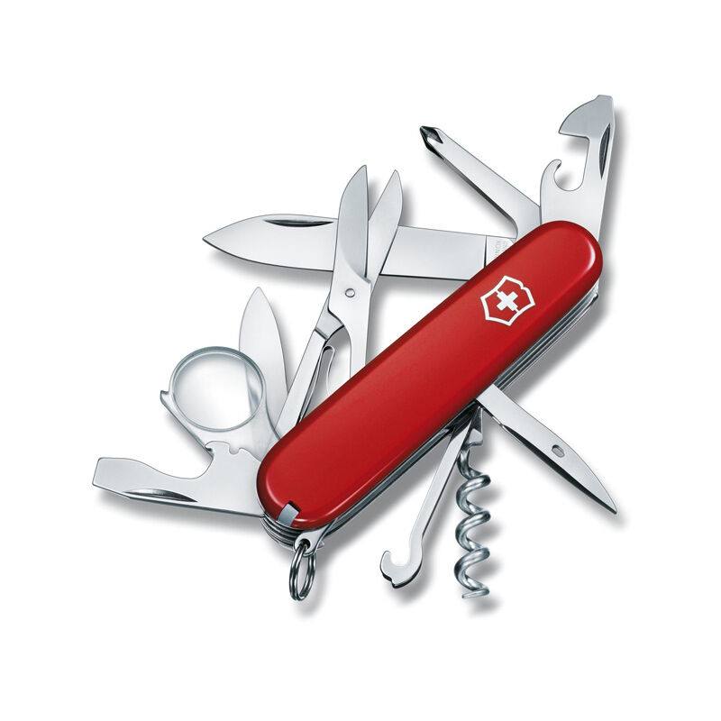 Victorinox - Couteau suisse de poche de taille moyenne Explorer Red 1.6703.B1 avec 16 fonctions Comprend un tournevis Phillips et une loupe sous