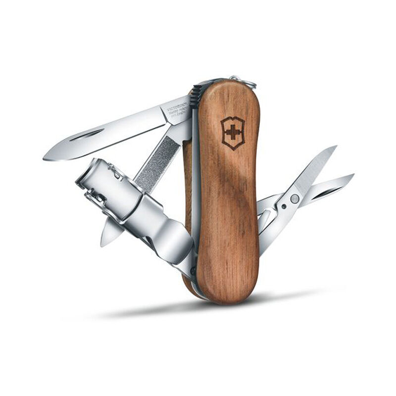 Victorinox - Couteau suisse de poche Nail Clip Wood 580 0.6461.63B1 avec 6 fonctions dont une lime à ongles et un coupe-ongles, présenté sous blister.