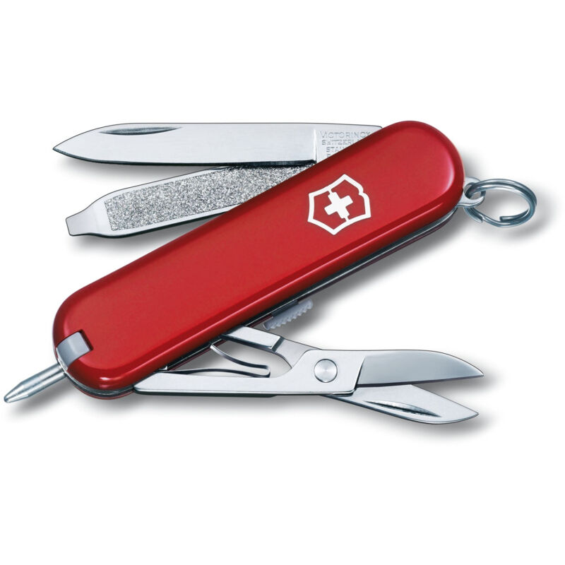 Victorinox - Couteau de poche Signature, comprenant un stylo et des ciseaux, 8 fonctions différentes, manche abs, couleur rouge.