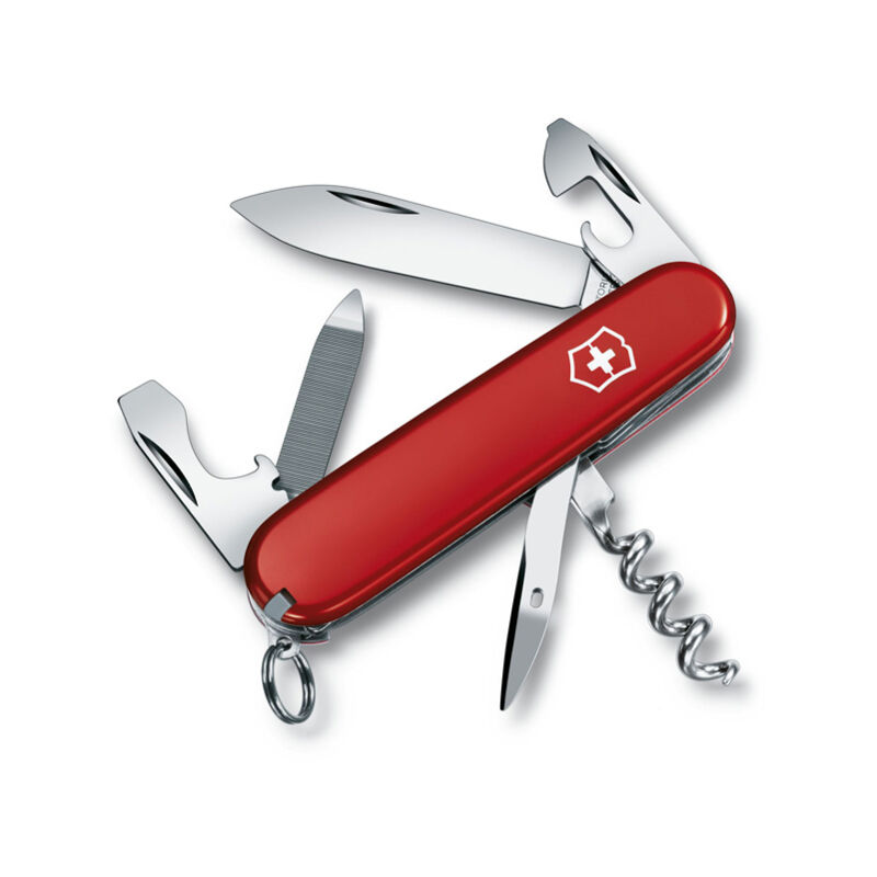 Victorinox - Couteau suisse de poche moyen Sportsman Red 0.3803.B1 avec 13 fonctions comprenant une lime à ongles avec un nettoyeur d'ongles et un