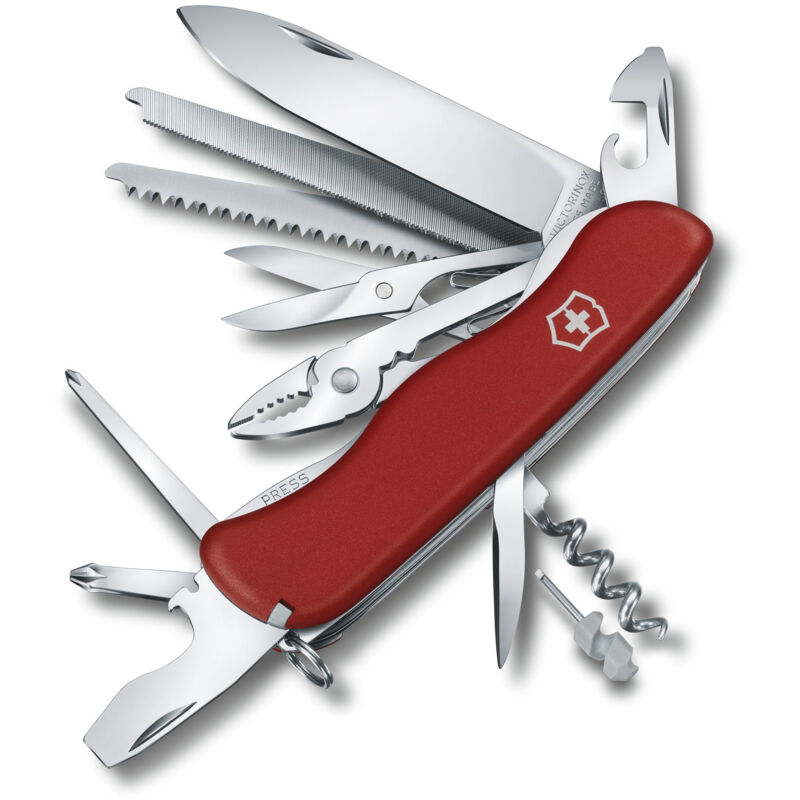 Victorinox - Couteau suisse Work Champ, 21 fonctions, y compris pince à épiler et scie avec lime à métaux, longueur 111 mm, 228 gr, couleur rouge.