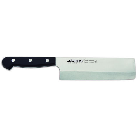 Couteau Usuba Arcos Universal 289704 en acier au nitrum, avec Mango en polyoxyméthylène et lame de 17,5 cm dans un étui.