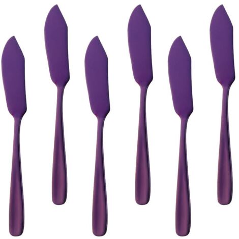 Couteaux à beurre en acier inoxydable, tartineurs de fromage 6 pièces pour confiture, crème, fromage, beurre (violet)