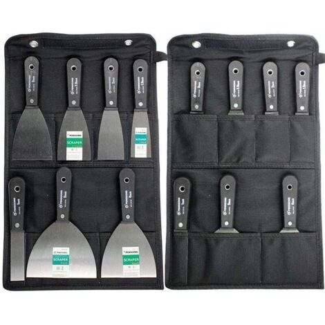 Couteaux à enduire en acier – Lot de 7 spatules avec sac de rangement – Dimensions de 2,5 à 12,7 cm – Pour cloisons sèches et mastic
