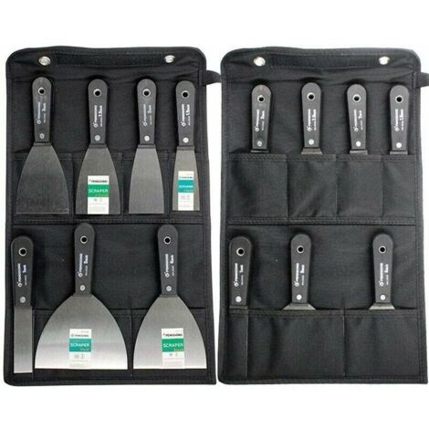 Couteaux à Enduire Jeu de Spatules en Acier Ensemble de Couteaux à Mastic Lot de 7 pièces Avec Sac De Rangement Grattoir Mural Poignée En Plastique Antidérapant