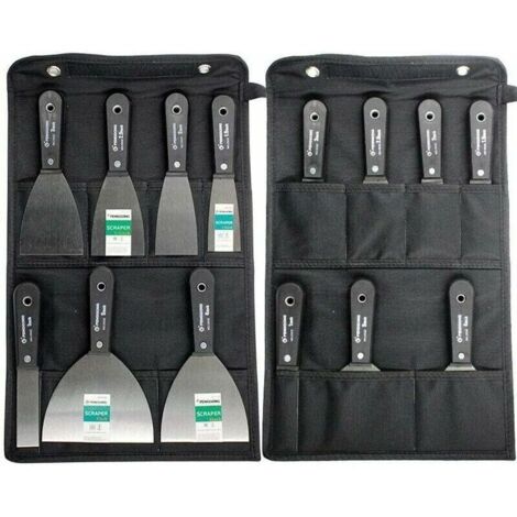 Couteaux à Enduire Jeu de Spatules en Acier Ensemble de Couteaux à Mastic Lot de 7 pièces Avec Sac De Rangement Grattoir Mural Poignée En Plastique Antidérapant