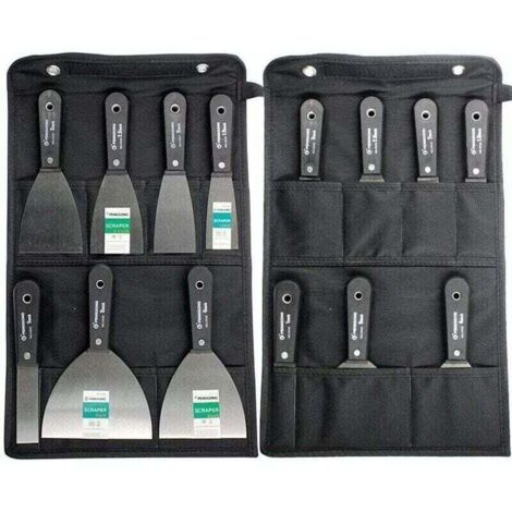 Couteaux à Enduire Jeu de Spatules en Acier Kit complet de Couteaux à Mastic Pack de , XU,de 7 pièces Equipé de Sac De Rangement Grattoir Mural Poignée En Plastique Antidérapant - KZQ