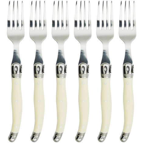 Couteaux à Steak fourchettes cuillères manche en plastique, ensembles de couverts de Style Laguiole en acier inoxydable, vaisselle de cuisine, couverts occidentaux 6 pièces,6 pcs dinner fork