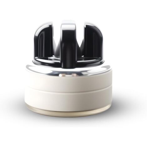 Couteaux avec Succion - Aiguiseur en PET, Acier Inoxydable et Céramique pour Couteaux de Cuisine et Ciseaux (Blanc + Noir)