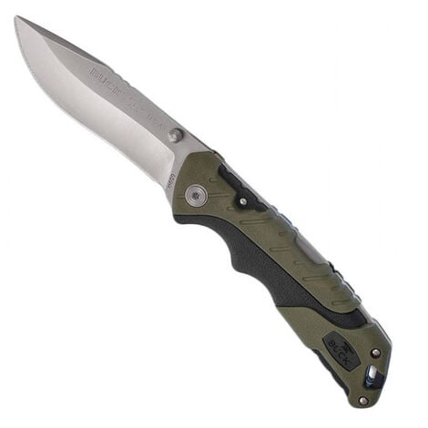 Couteaux Buck STE-0659GRS 659 Folding Pursuit Couteau de chasse pliant, 9,5 cm Drop Point Lame fixe en acier inoxydable 420HC BOS Largel avec manche en verre. avec étui en nylon noir, rempli de noir.