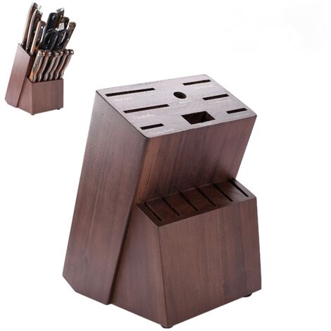 Couteaux de Cuisine en bois d'Acacia  Range Couteaux de Cuisine  Porte Couteau universel  Pieds Antidérapants  Rangement ustensiles cuisine  Blocs Couteaux vides pour 15 Couteaux