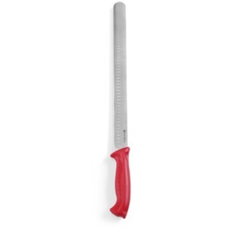 Couteau à jambon et saumon haccp pour viande crue 490 mm - rouge Hendi 842928