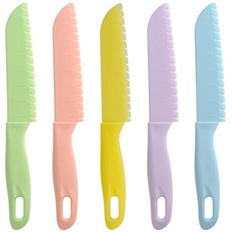 Couteaux pour enfants - Chef - Ensemble de 5 pièces - Nylon - Bords dentelés - Poignées ergonomiques