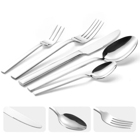 Coutellerie En Acier Inoxydable - Service De Table 45 Pièces - 9 Couteaux + 9 Fourchettes + 9 Cuillères À Soupe + 9 Cuillères À Dessert + 9 Fourchettes À Dessert